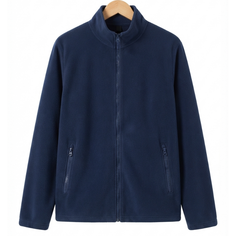 57215 MENS FULL ZIP FLEECE - ZIP POCKETS BLACK & NAVY