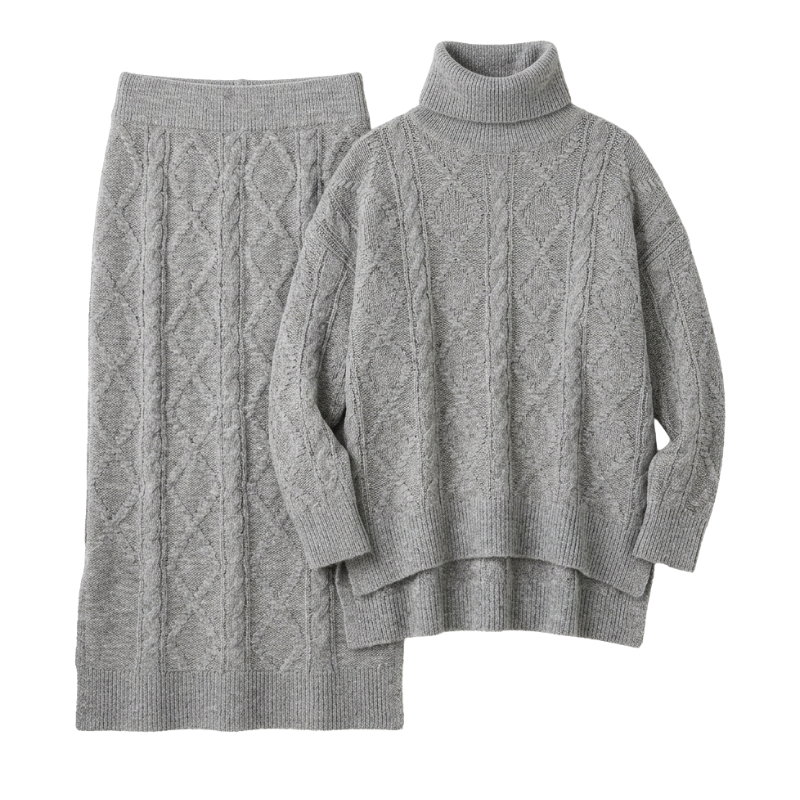 428 LADIES EX STORE 2 PIECE KNIT SET BLACK & GREY