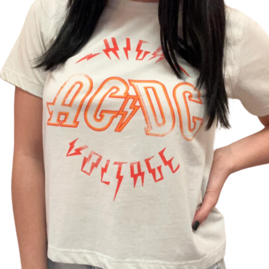 7239 ADULTS LICENCE ACDC HIGH VOLTAGE PRINT TEE