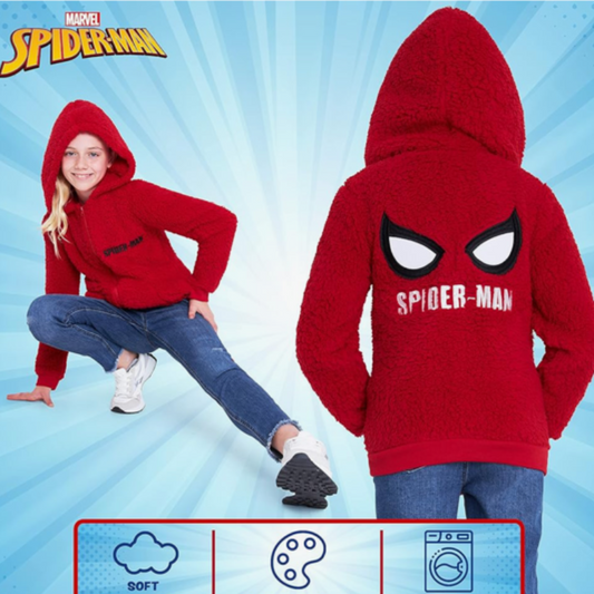 1045 KIDS RED SPIDERMAN FLEECE WITH BACK DETAIL