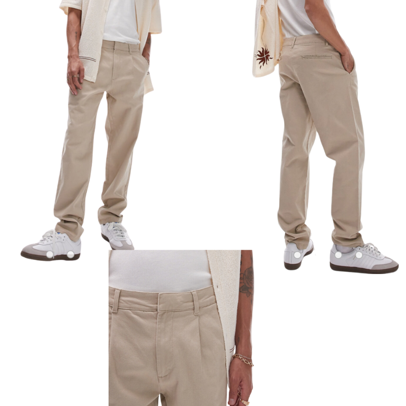 TM08 MENS BRAND TAPERED CHINOS STONE