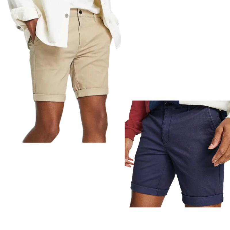 TM12 MENS EX STORE SKINNY CHINO SHORTS - NAVY & STONE ASSORTED