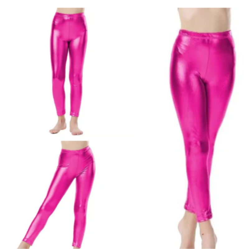 9970 GIRLS EX STORE PINK LUREX SKINNY LEGGINGS