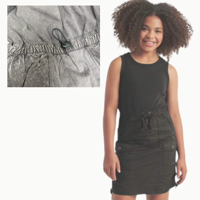 1083 GIRLS EX STORE UTILITY DRESS - ASH GREY