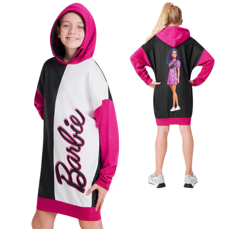 15721 GIRLS LICENSE BARBIE HOODED DRESS