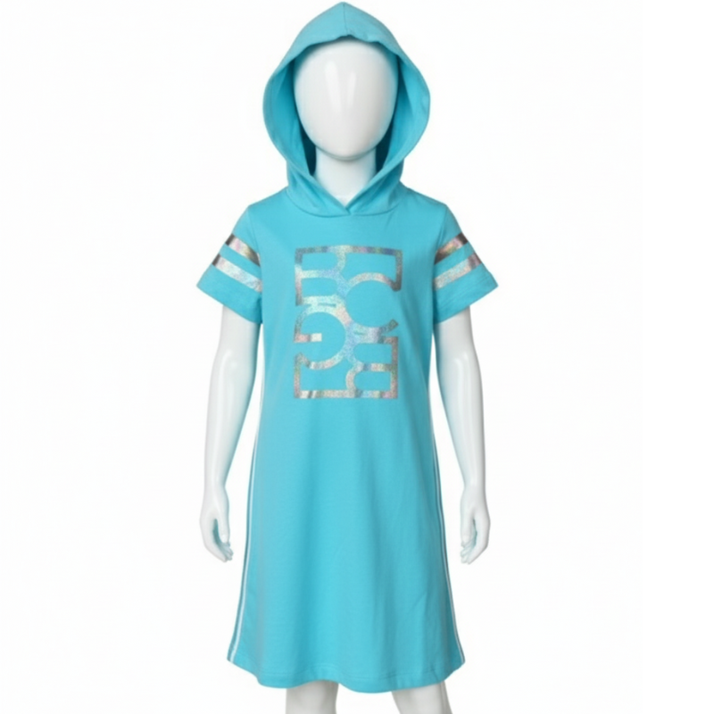 9990 GIRLS DESIGNER BRAND BCBG BLUE HOODED DRESS