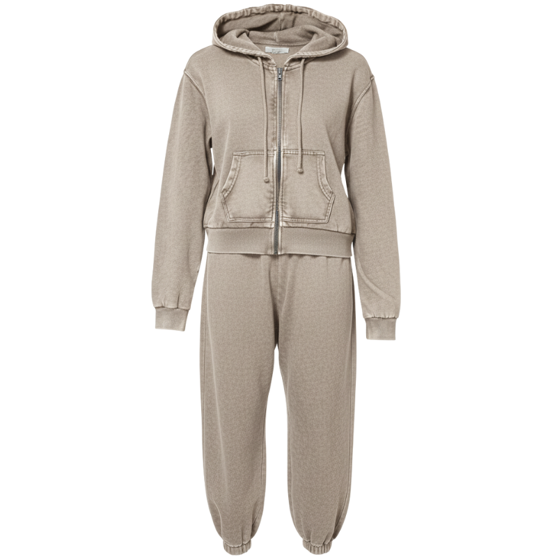 790 GIRLS EX STORE WASHED HOODY & JOGGERS SET - STONE