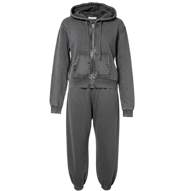 791 GIRLS EX STORE WASHED HOODY & JOGGERS SET - CHARCOAL
