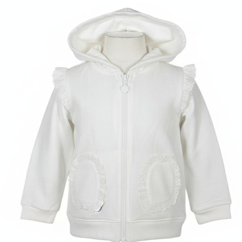 7323 GIRLS EX STORE LACE TRIM ZIP HOODY