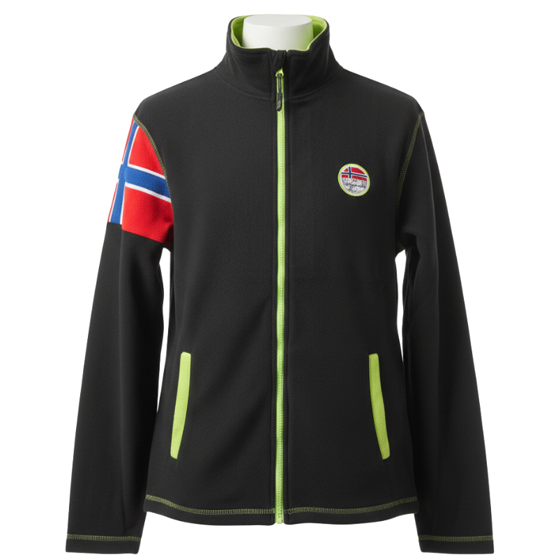 3415 MENS BRAND POLAR FLEECE ZIP JACKET,NAVY & BLACK WITH CONTRAST TRIM