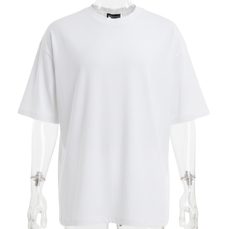 979 MENS BRAND OVERSIZE EXTENDED NECK HEAVY TEE WHITE