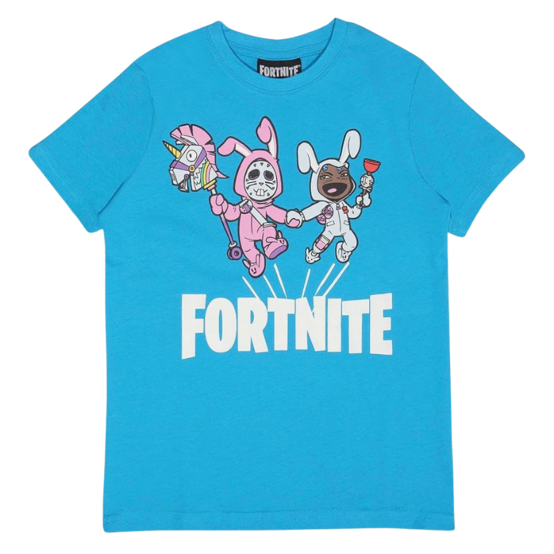 FOR9002 KIDS LICENSE FORTNITE BUNNY BLUE TSHIRT