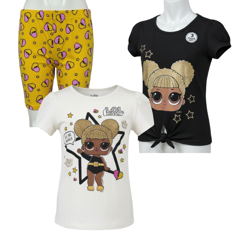 1791 GIRLS LICENCE LOL 3 PIECE SHORTS SET