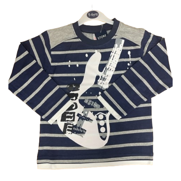 9741 BOYS EX STORE GUITAR PRINT L/S TOP