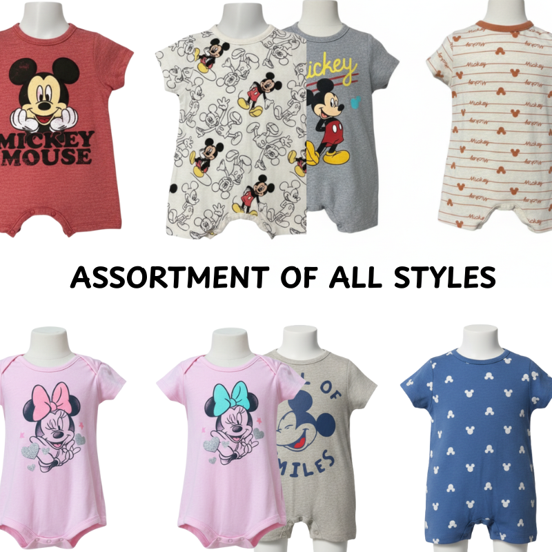 336 ASSORTMENT OF BABIES 2 PACK  MICKEY & MINNIE ROMPERS