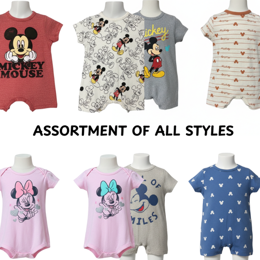 336 ASSORTMENT OF BABIES 2 PACK  MICKEY & MINNIE ROMPERS