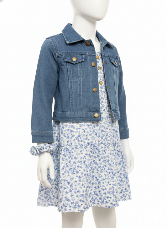 501 GIRLS 3 PIECE DRESS SET SNOW SIZES 4-7