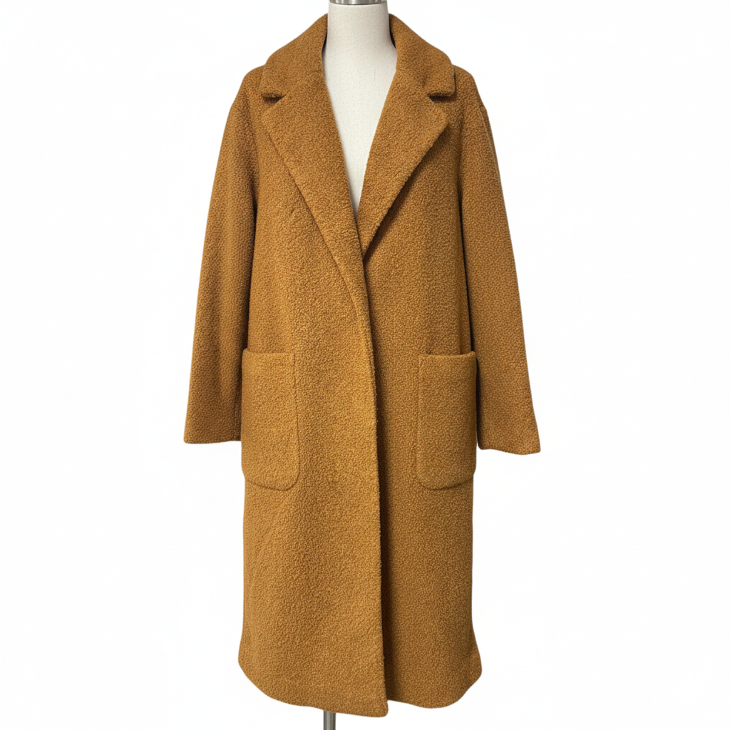 035 LADIES EX STORE TEXTURED TEDDY COAT LONG LENGTH