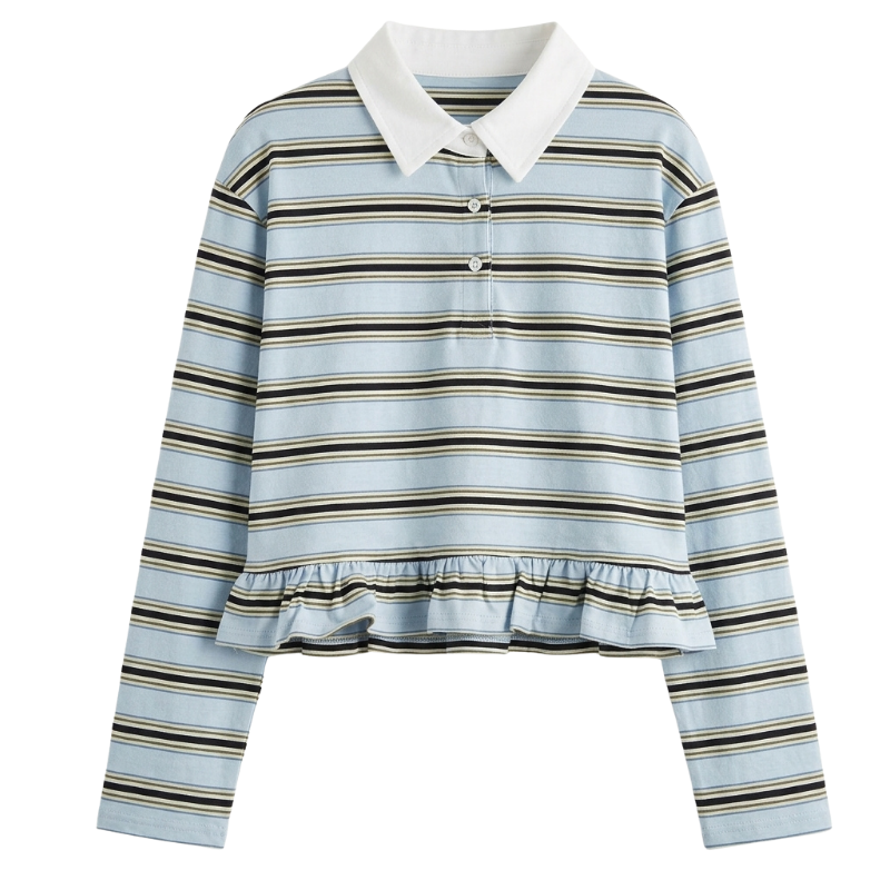GA36 GIRLS EX STORE FRILL HEM RUGBY TOP