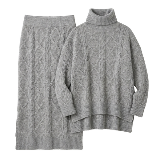 428 LADIES EX STORE 2 PIECE KNIT SET BLACK & GREY