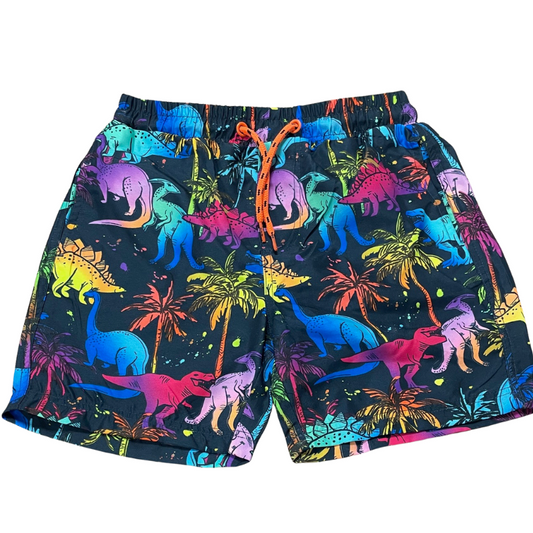 1728 BOYS EX STORE DINO PRINT LINED SWIM SHORTS