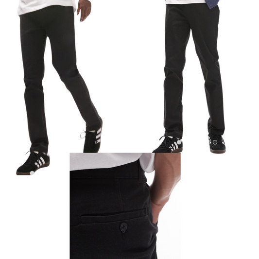 TM03 MENS BRAND SLIM CHINOS BLACK