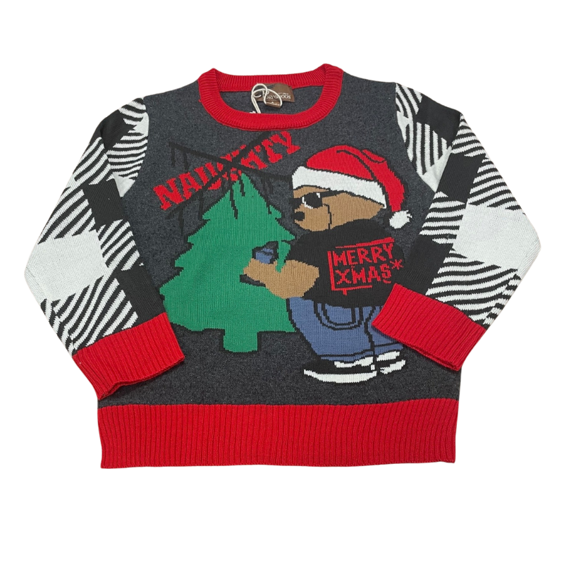 2797 KIDS NAUGHTY BEAR CHRISTMAS JUMPER