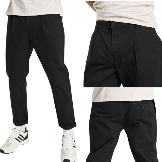 TM06 MENS BRAND TAPERED CHINOS BLACK