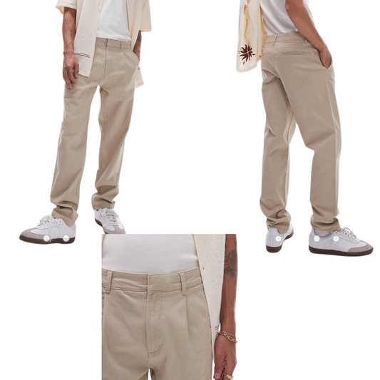TM08 MENS BRAND TAPERED CHINOS STONE