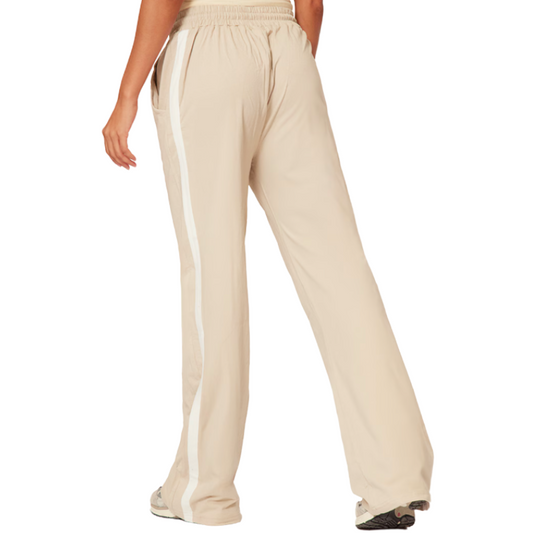 NL06 GIRLS EX STORE CREAM SIDE STRIPE WIDE LEG JOGGERS