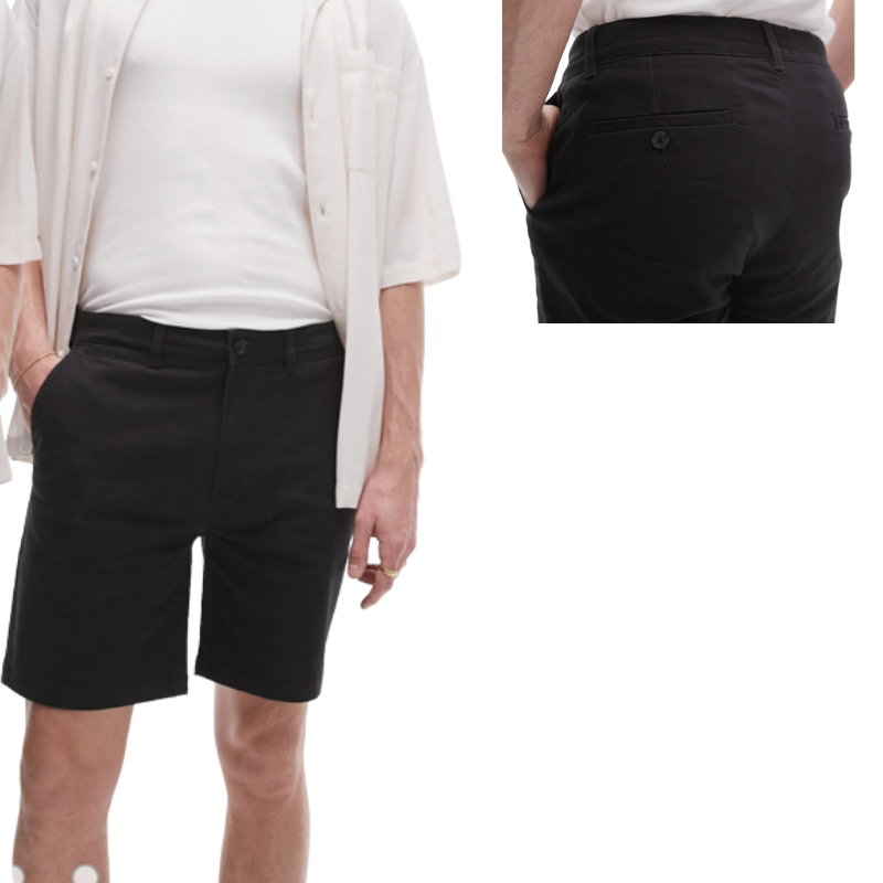 TM11 MENS EX STORE SLIM CHINO SHORTS - BLACK