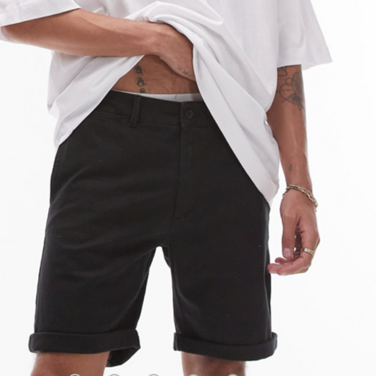 TM13 MENS EX STORE SKINNY CHINO SHORTS -BLACK