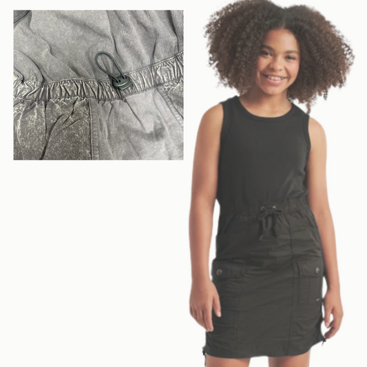 1083 GIRLS EX STORE UTILITY DRESS - ASH GREY