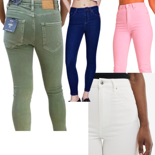 030 LADIES EX STORE SKINNY JEANS ASSTD COLOURS (COLS MAY VARY)