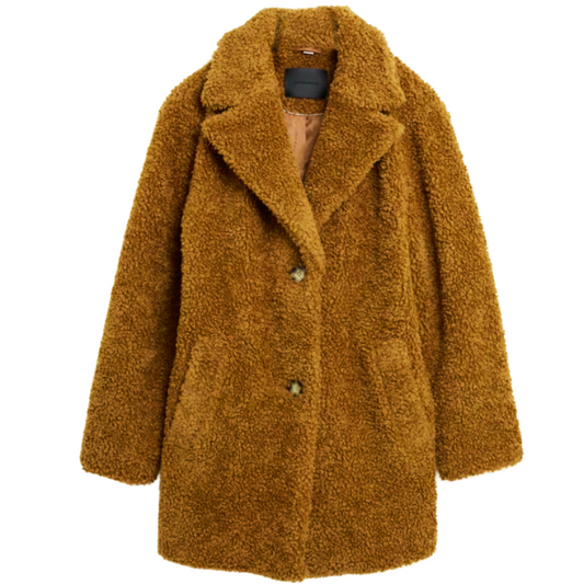 034 LADIES EX STORE TEXTURED TEDDY COAT KNEE LENGTH