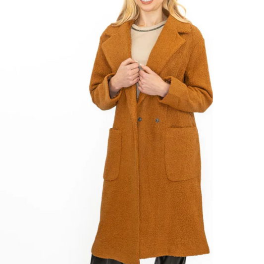 035 LADIES EX STORE TEXTURED TEDDY COAT LONG LENGTH