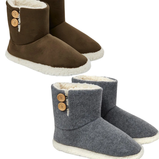 DLH8026 CHARCOAL/KHAKI ASSTD LADIES DUNLOP SLIPPER BOOTS