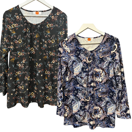 8113 LADIES BRAND SOFT HANDLE DRAPE JERSEY TOPS (PRINT)