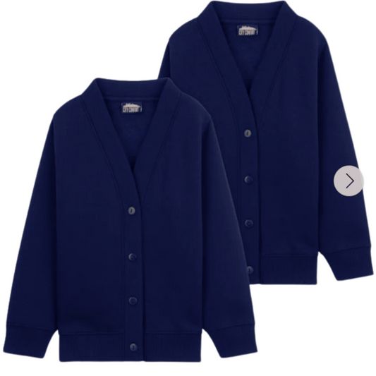 004 KIDS FLEECE LINED  SCHOOL 2 PACK CARDI NAVY& BLACK ASSTD