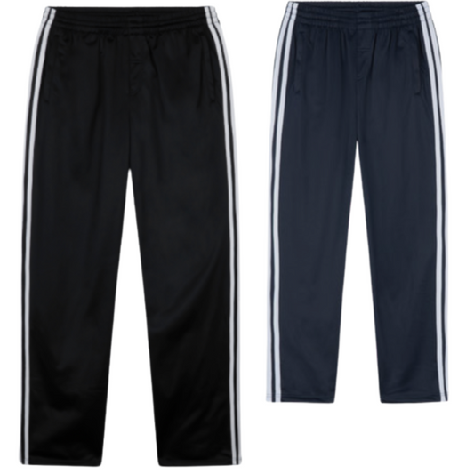 001 KIDS BLACK SPORTS TROUSERS WITH ZIP POCKETS - BLACK & NAVY