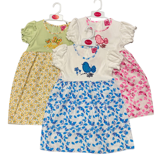 37-38 GIRLS LOVELY BIRD DRESSES (PRINTS VARY)