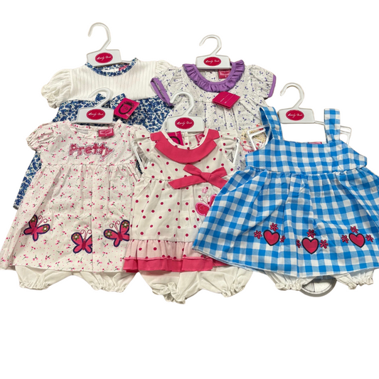 26-33 BABY GIRLS LOVELY BIRD 2 PIECE DRESS SET (PRINTS VARY)