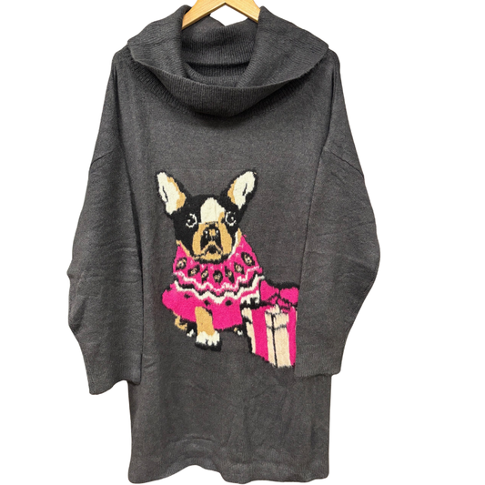 3077 LADIES CHRISTMAS DOG SWEATER DRESS
