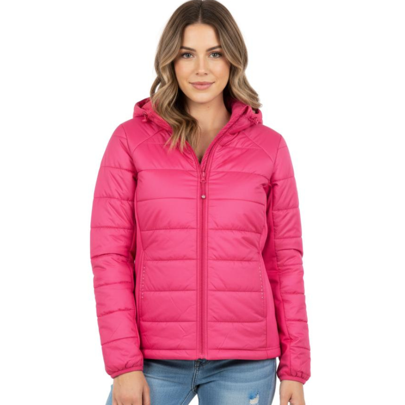 303 LADIES PINK HOODED PADDED JACKET