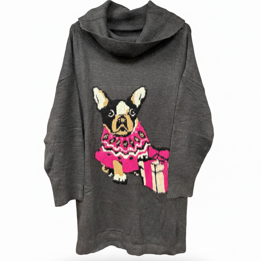 3077 LADIES CHRISTMAS DOG SWEATER DRESS