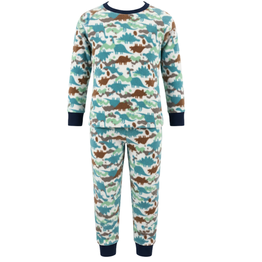 WF6831 BOYS 2 PIECE CUDDLE FLEECE DINO CAMO PJ