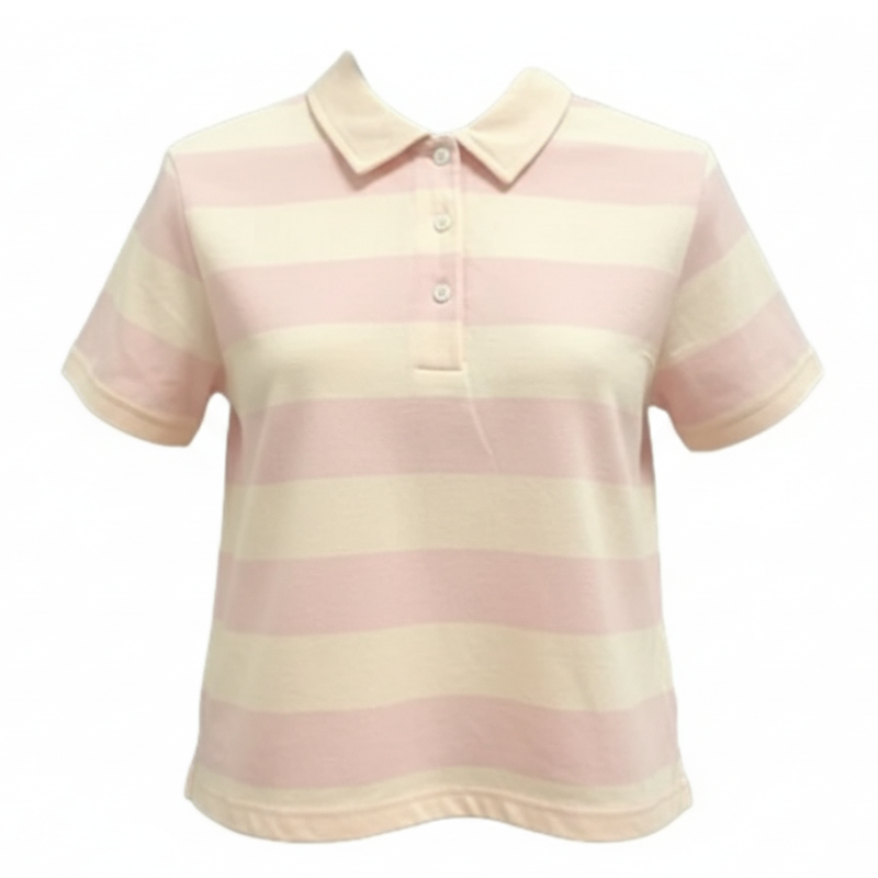 6320 GIRLS EX STORE STRIPE POLO COLLAR TOP