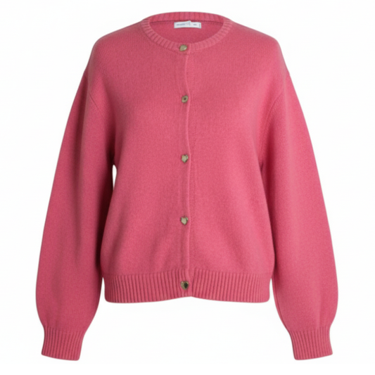 9626 GIRLS BRAND WOOL MIX HEART BUTTON CARDI- PINK