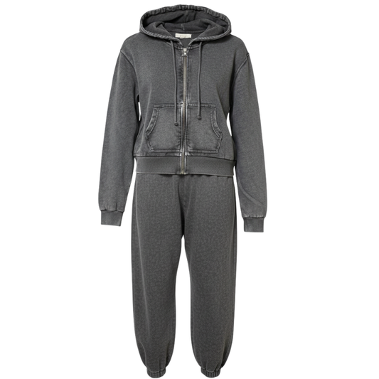 791 GIRLS EX STORE WASHED HOODY & JOGGERS SET - CHARCOAL