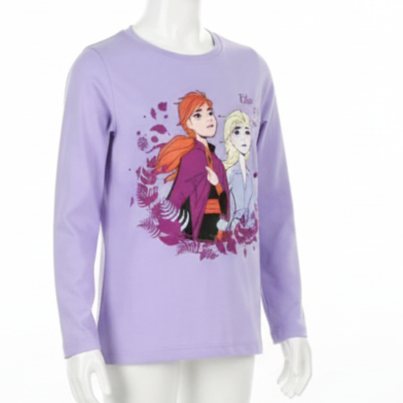1197  GIRLS LICENSE ELSA & ANNIE FROZEN  L/S TOP
